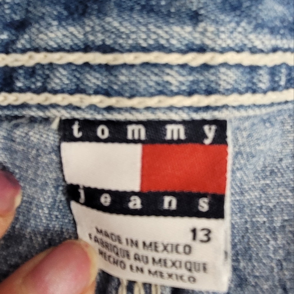 Vintage 90s Tommy Hilfiger Spellout Carge Jeans Size 13 - Picture 9 of 16
